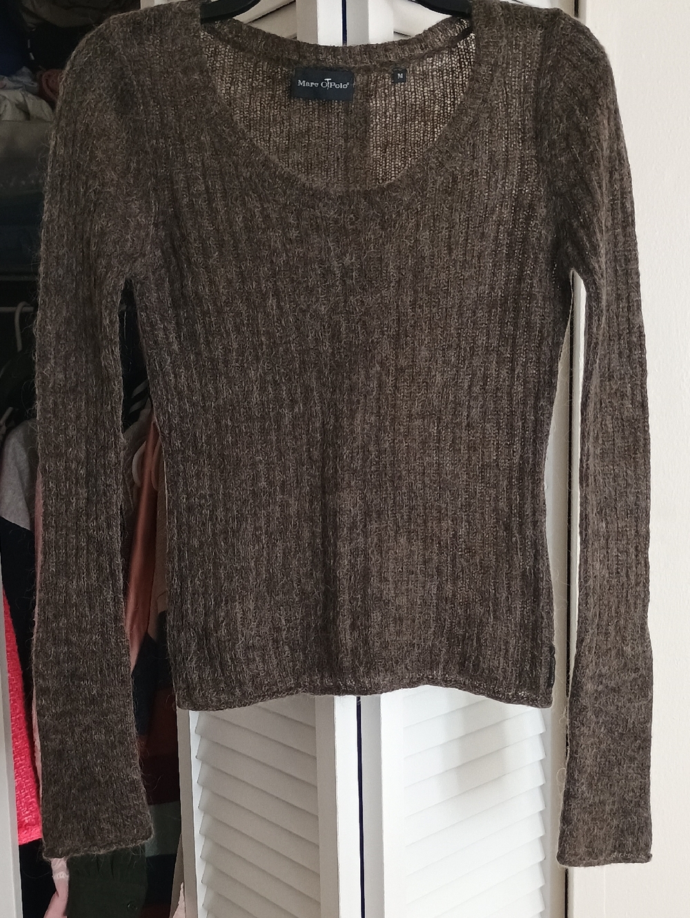 Marc O'Polo Brown Ribbed Scoop Neck Sweater